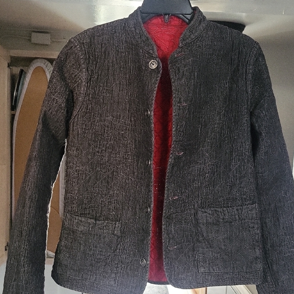 Chico's Black Jacket with Red Interior